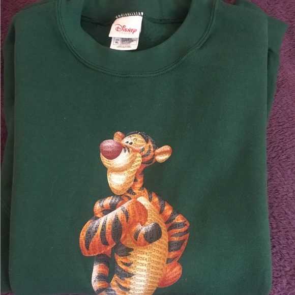 NWOT Vintage The Disney Store Green “Tigger” Printed Women’s Sweatshirt - Picture 3 of 16